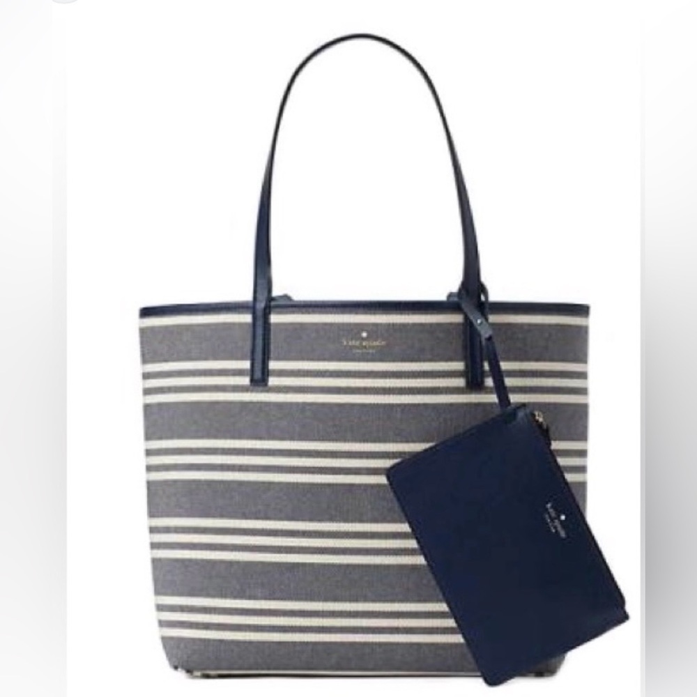 Kate Spade Blue and Cream Striped Tote - EUC